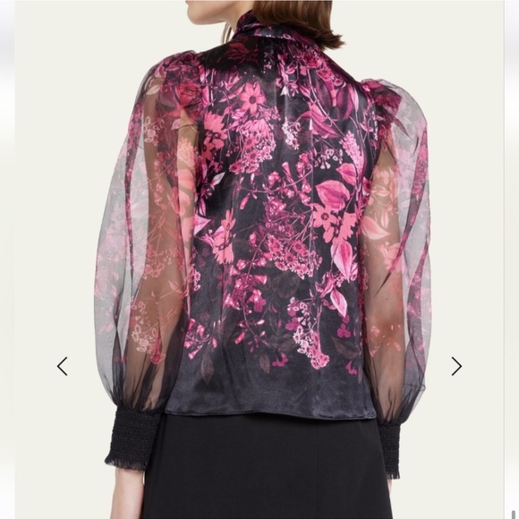 NEW! Alice + olivia BRENTLEY TIE NECK BLOUSON SLEEVE BLOUSE - Picture 9 of 13